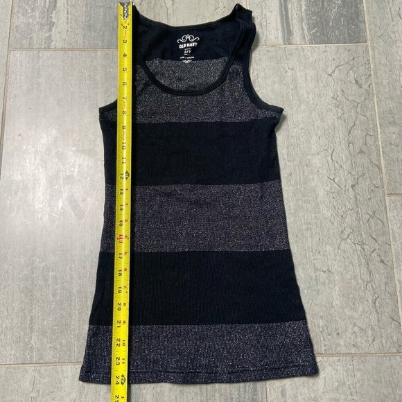 Old Navy Sparkle Stripe Ribbed Stretch Tank Top Black Size Small - Picture 4 of 8